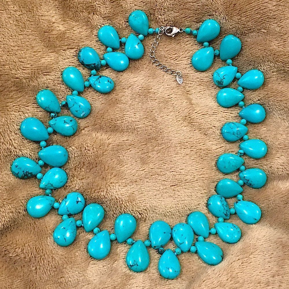 VINTAGE LUC Turquoise Bidirectional Sterling Silver Necklace - Picture 14 of 14